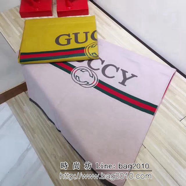 GUCCI古馳 互扣雙G圖案簡約時尚銀色旭日紋羊毛羊絨圍巾 LLWJ6496